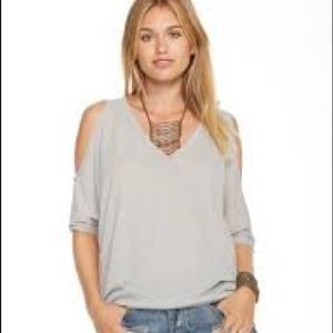 Chaserbrand Gray Dolman Cold-Shoulder Top